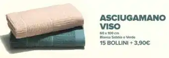 Carrefour ASCIUGAMANO VISO 60 x 100 cm Bianco Sabbia o Verde offerta