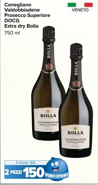 Carrefour Conegliano Valdobbiadene Prosecco Superiore DOCG Extra dry Bolla 750 ml offerta