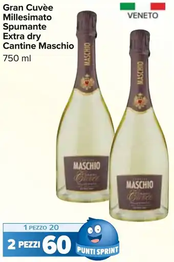 Carrefour Gran Cuvèe Millesimato Spumante Extra dry Cantine Maschio 750 ml offerta