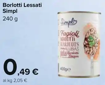 Carrefour Borlotti Lessati Simpl 240 g offerta