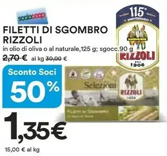 Ipercoop Rizzoli Filetti di sgombro offerta