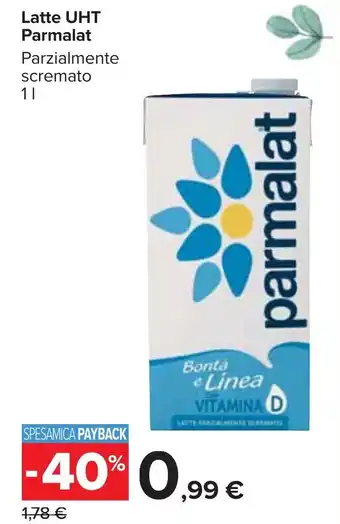 Carrefour Latte UHT Parmalat Parzialmente scremato 1 l offerta