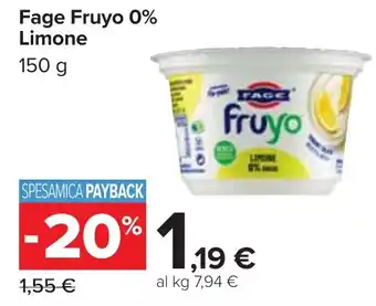 Carrefour Fage Fruyo 0% Limone 150 g offerta
