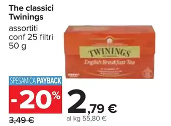 Carrefour The classici Twinings assortiti conf 25 filtri 50 g offerta