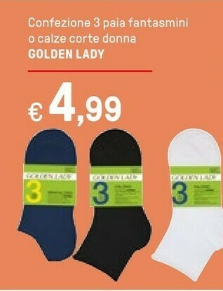 Golden Lady Confezione 3 Paia Fantasmini O Calze Corte Donna