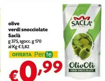 Pam Saclà Olive Verdi Snocciolate offerta