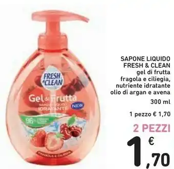 Conad Fresh & Clean Sapone Liquido Gel Di Frutta Fragola E Ciliegia, Nutriente Idratante Olio Di Argan E Avena offerta