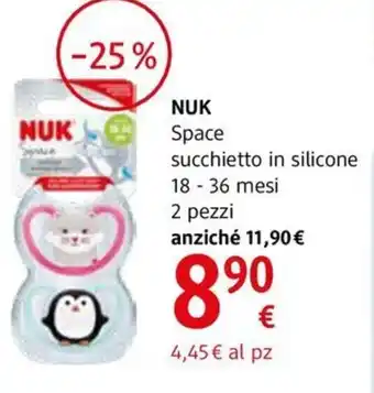 NUK Space succhietto in silicone 18 - 36 mesi 2 pezzi