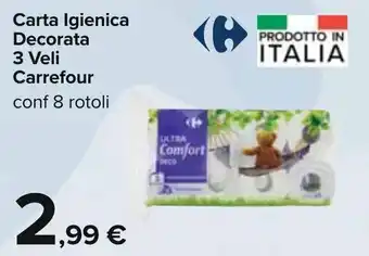 Carta Igienica Decorata 3 Veli Carrefour conf 8 rotoli