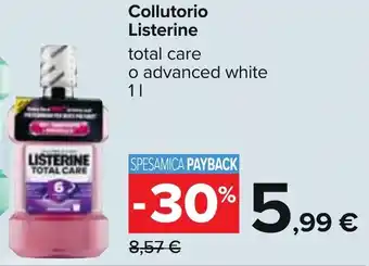 Carrefour Collutorio Listerine total care o advanced white 1 l offerta