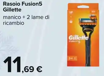 Carrefour Rasoio Fusion5 Gillette manico + 2 lame di ricambio offerta