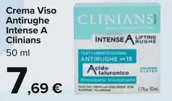 Carrefour Crema Viso Antirughe Intense A Clinians 50 ml offerta