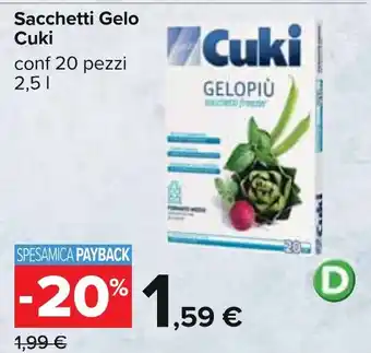 Carrefour Sacchetti Gelo Cuki conf 20 pezzi 2,5 l offerta
