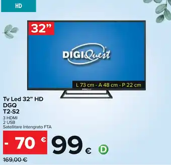 Carrefour Tv Led 32" HD DGQ T2-S2 offerta