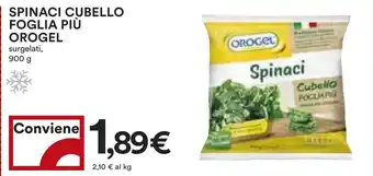 Coop SPINACI CUBELLO FOGLIA PIÙ OROGEL surgelati, 900 g offerta