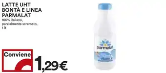 Coop LATTE UHT BONTÀ E LINEA PARMALAT 100% italiano, parzialmente scremato, 1 It offerta
