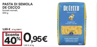 Coop PASTA DI SEMOLA DE CECCO formati normali, 500 g offerta