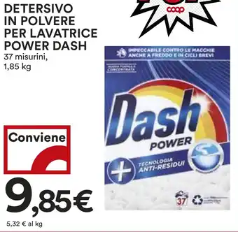Coop DETERSIVO IN POLVERE PER LAVATRICE POWER DASH 37 misurini, 1,85 kg offerta
