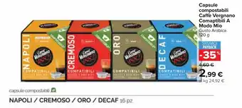 Carrefour Capsule compostabili Caffè Vergnano Comaptibili A Modo Mio 120 g offerta