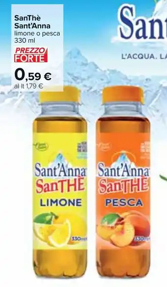 Carrefour SanThè Sant'Anna limone o pesca 330 ml offerta