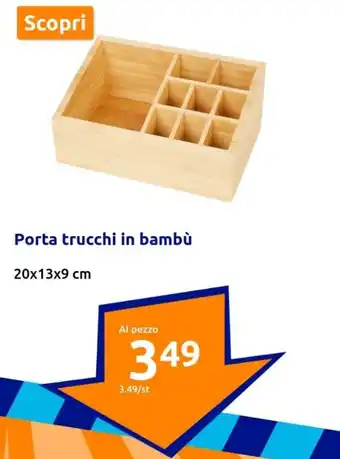 Action Porta trucchi in bambù 20x13x9 cm offerta