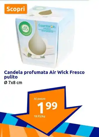 Action Candela profumata Air Wick Fresco pulito Ø 7x8 cm offerta