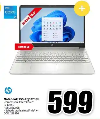 MediaWorld hp Notebook 15S-FQ5073NL offerta
