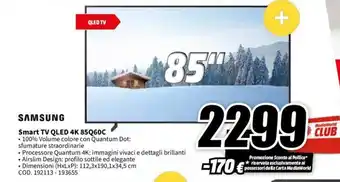 MediaWorld SAMSUNG Smart TV QLED 4K 85Q60C offerta
