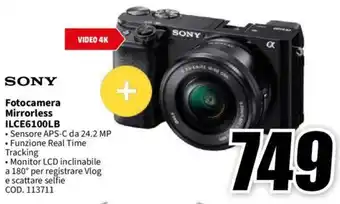 MediaWorld SONY Fotocamera Mirrorless ILCE6100LB offerta