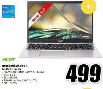 MediaWorld acer Notebook Aspire 3 offerta