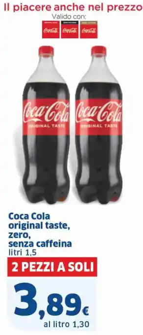 Ok Sigma Coca Cola original taste, zero, senza caffeina litri 1,5 offerta