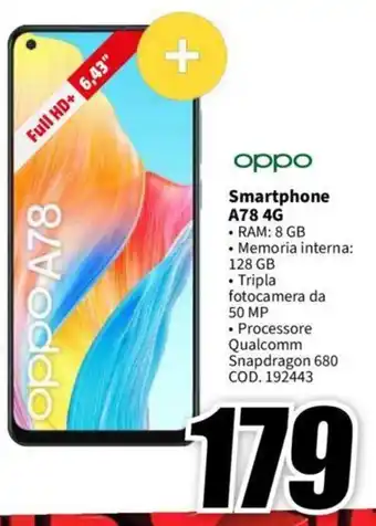 MediaWorld oppo Smartphone A78 4G offerta