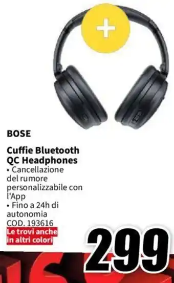 MediaWorld BOSE Cuffie Bluetooth QC Headphones offerta