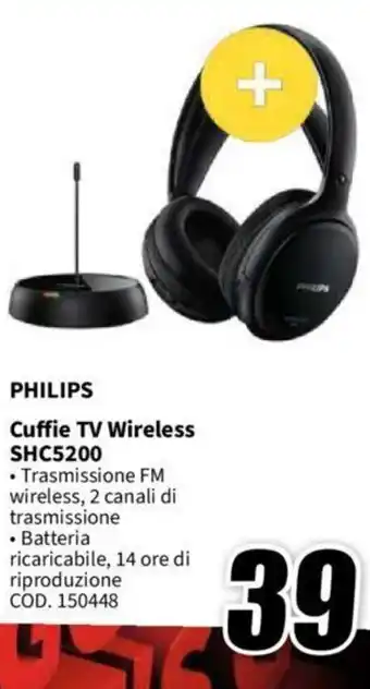 MediaWorld PHILIPS Cuffie TV Wireless SHC5200 offerta