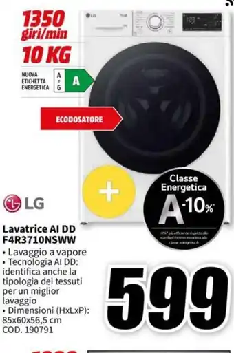 MediaWorld LG Lavatrice AI DD F4R3710NSWW offerta