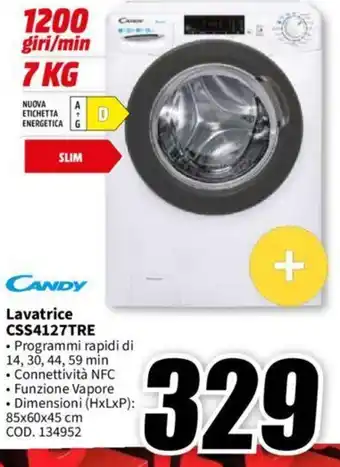 MediaWorld CANDY Lavatrice CSS4127TRE offerta