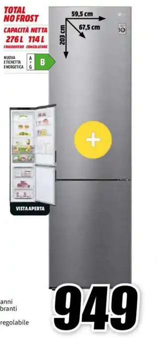 MediaWorld LG Frigorifero Combinato GBP62PZNBC offerta