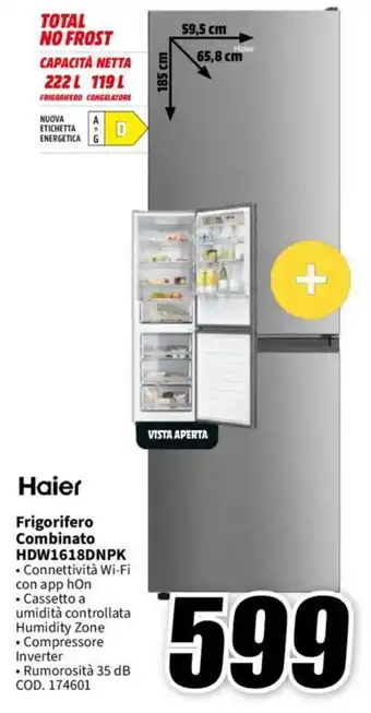 MediaWorld Haier Frigorifero Combinato HDW1618DNPK offerta