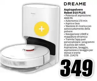 MediaWorld DREAME Aspirapolvere Robot D10 PLUS offerta