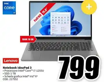 MediaWorld Lenovo Notebook IdeaPad 3 offerta