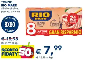 Esselunga TONNO RIO MARE all'olio di oliva, pescato a canna offerta