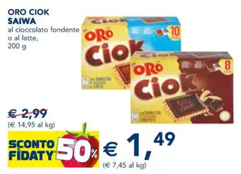 Esselunga ORO CIOK SAIWA al cioccolato fondente o al latte, 200 g offerta