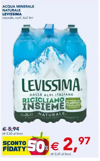 Esselunga ACQUA MINERALE NATURALE LEVISSIMA naturale, conf. 6x2 litri offerta