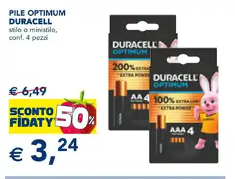 Esselunga PILE OPTIMUM DURACELL stilo o ministilo, conf. 4 pezzi offerta