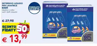 Esselunga DETERSIVO LIQUIDO PER LAVATRICE DASH classico o color, conf. 3x25 misurini offerta