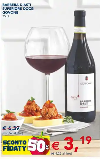 Esselunga BARBERA D'ASTI SUPERIORE DOCG GOVONE 75 cl offerta