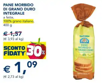 Esselunga PANE MORBIDO DI GRANO DURO INTEGRALE 400 g offerta