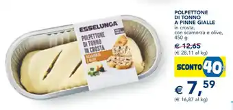 Esselunga POLPETTONE DI TONNO A PINNE GIALLE in crosta, con scamorza e olive, 450 g offerta