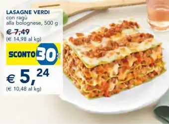 Esselunga LASAGNE VERDI con ragù alla bolognese, 500 g offerta