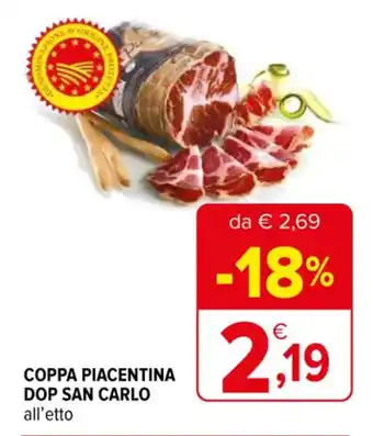 Iperal COPPA PIACENTINA DOP SAN CARLO all'etto offerta